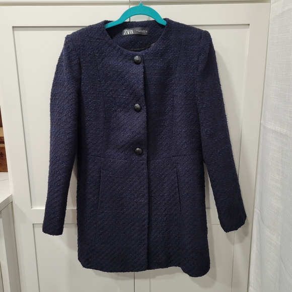 Zara Navy Coat - Picture 1 of 10